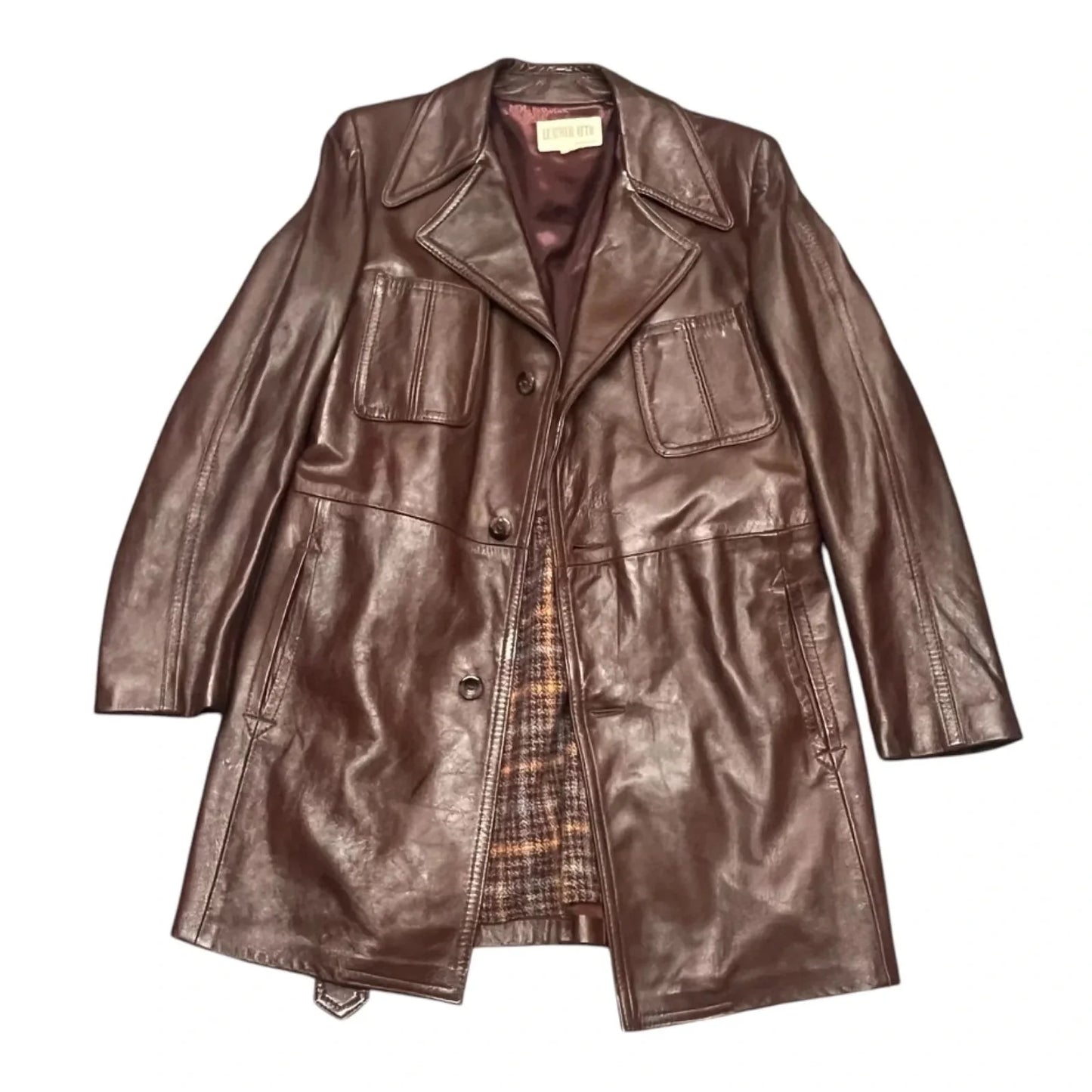 Jacket Leather By Leather Attic In Brown, Size: M
