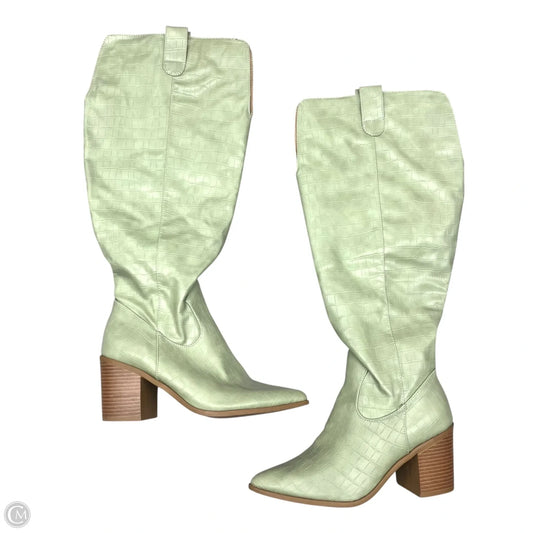 Boots Knee Heels By Tru Comfort Foam In Green, Size: 7.5