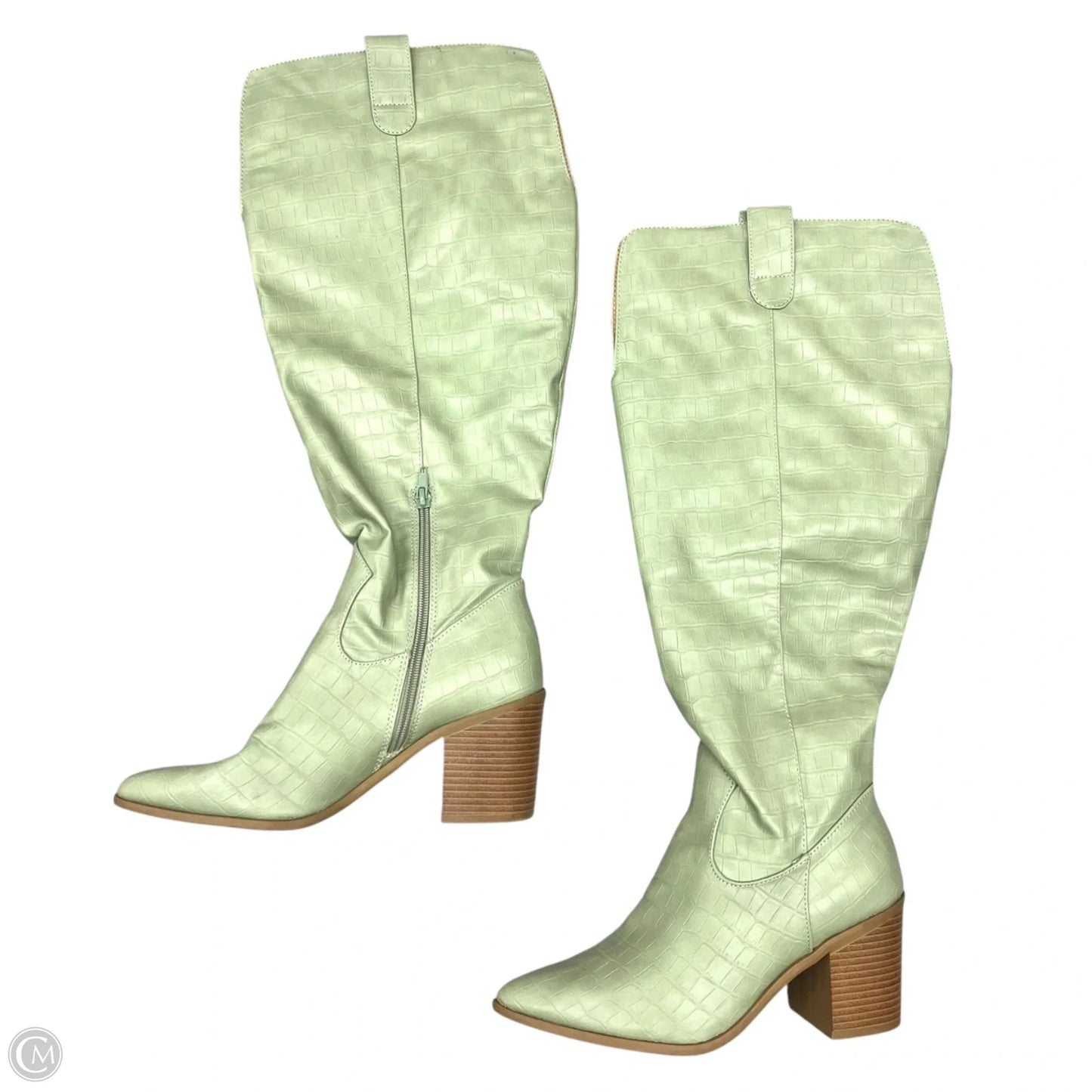Boots Knee Heels By Tru Comfort Foam In Green, Size: 7.5