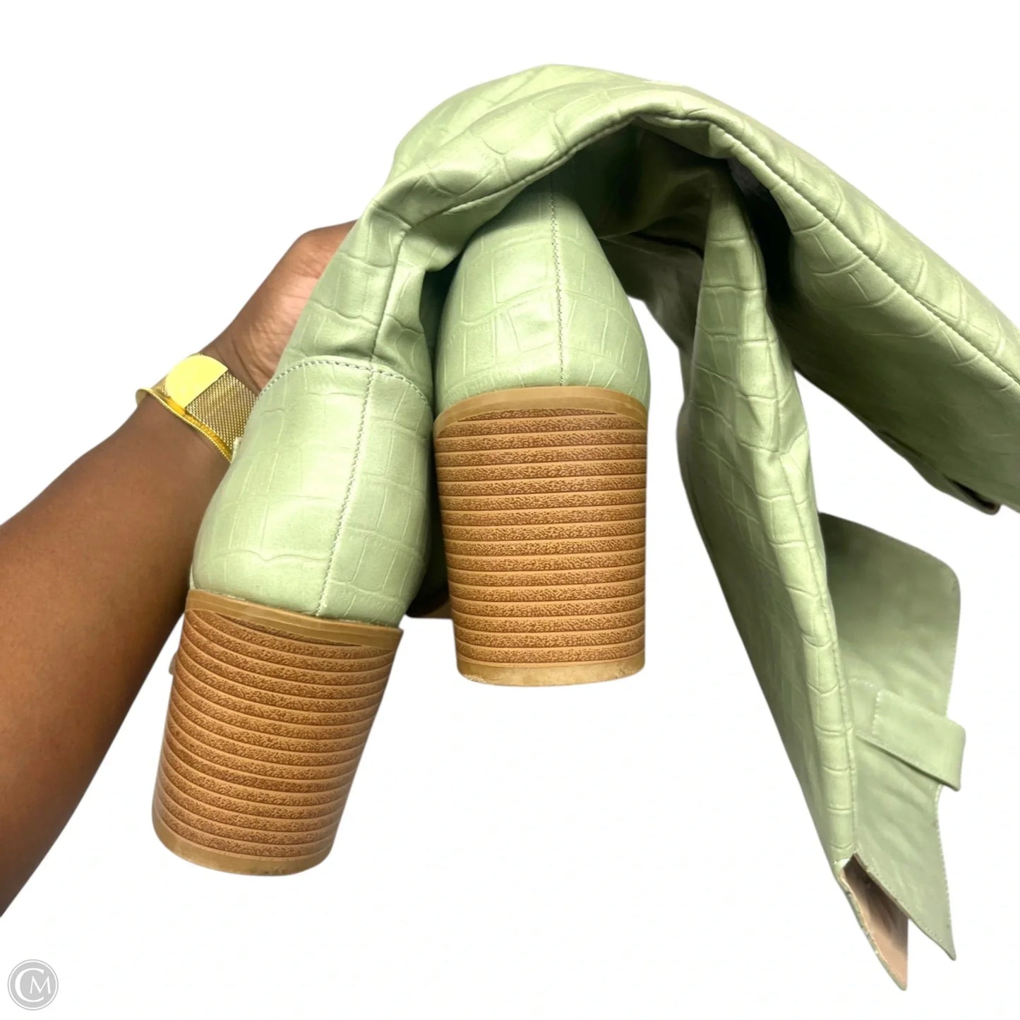 Boots Knee Heels By Tru Comfort Foam In Green, Size: 7.5