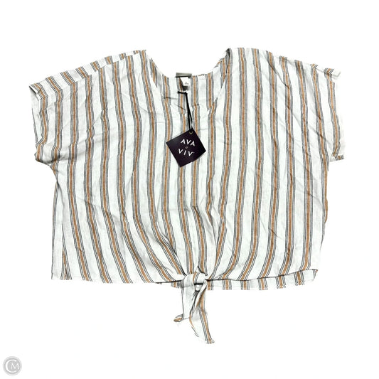 Top Short Sleeve By Ava & Viv In Striped Pattern, Size: 1x