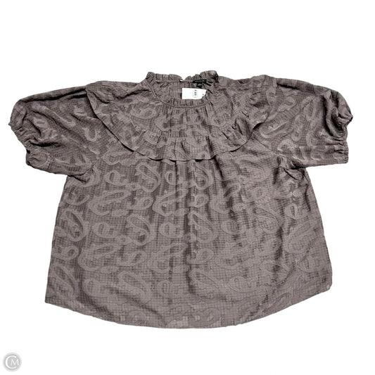 Blouse Short Sleeve By Ann Taylor In Grey, Size: Xl