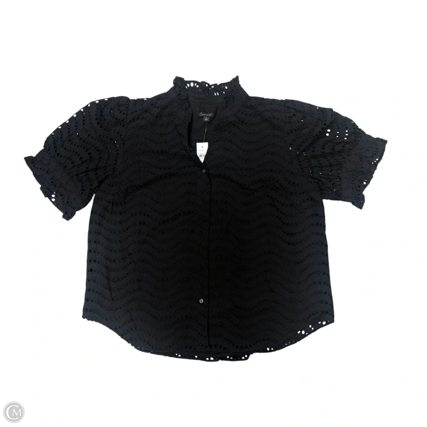 Top Short Sleeve By Ann Taylor In Black, Size: Xl
