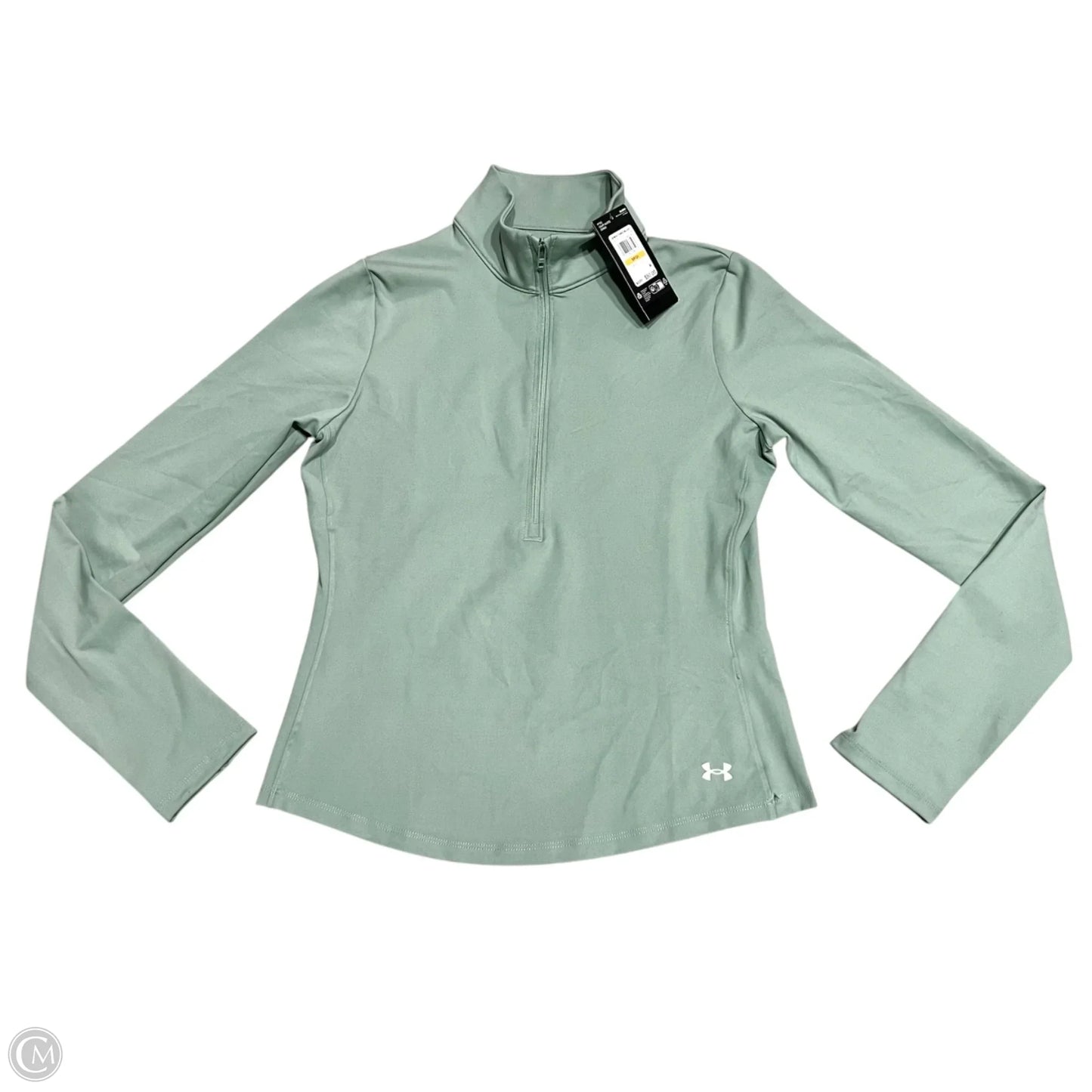 Athletic Top Long Sleeve Collar By Under Armour In Green, Size: S