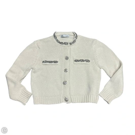 Sweater Cardigan By Zara In Cream, Size: S