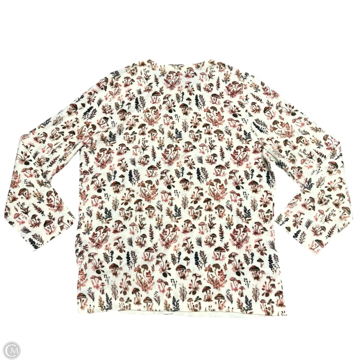 Cardigan By Garnet Hill In Cream & Red, Size: M