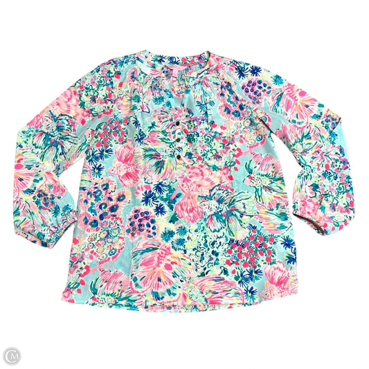 Top Long Sleeve Designer By Lilly Pulitzer In Blue & Pink, Size: S