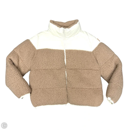 Coat Puffer & Quilted By Pink In Brown & Cream, Size: L