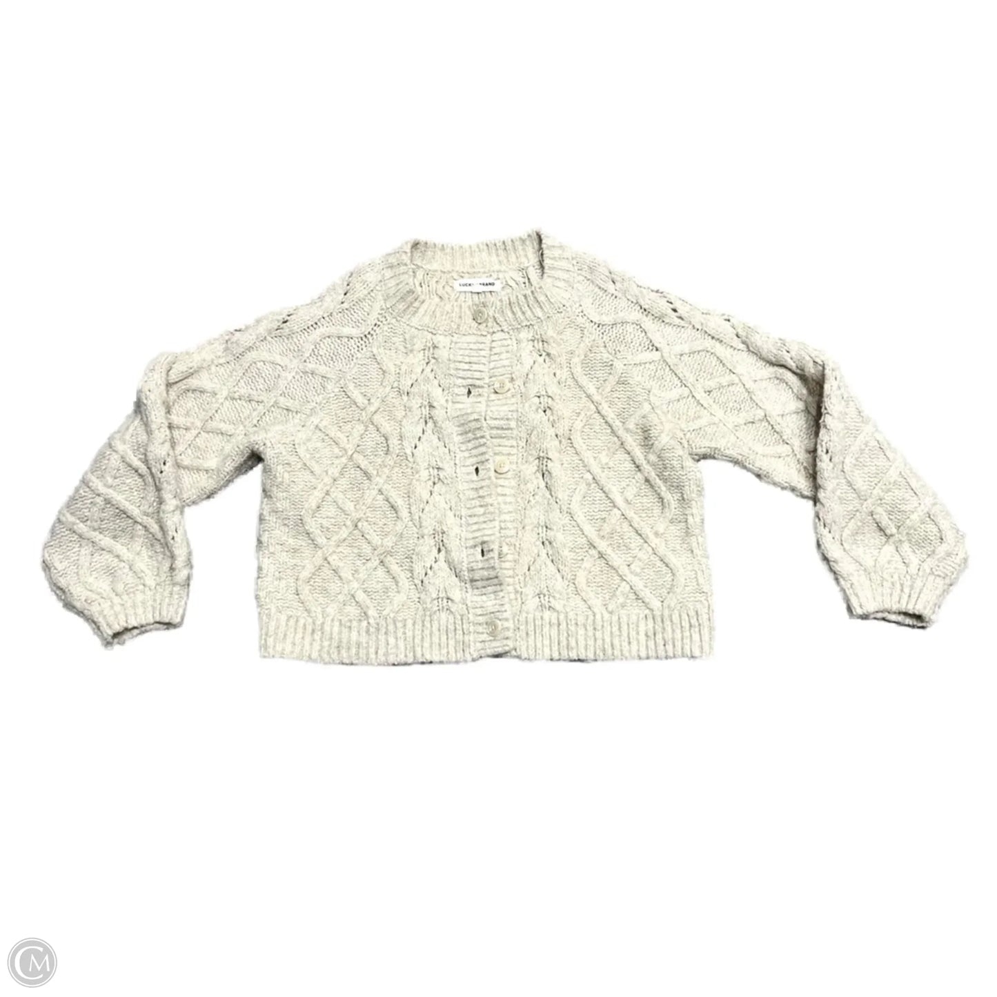 Sweater Cardigan By Lucky Brand In Cream, Size: M