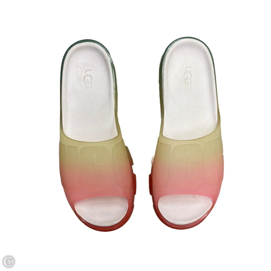 Shoes Designer By Ugg In Green & Pink, Size: 7