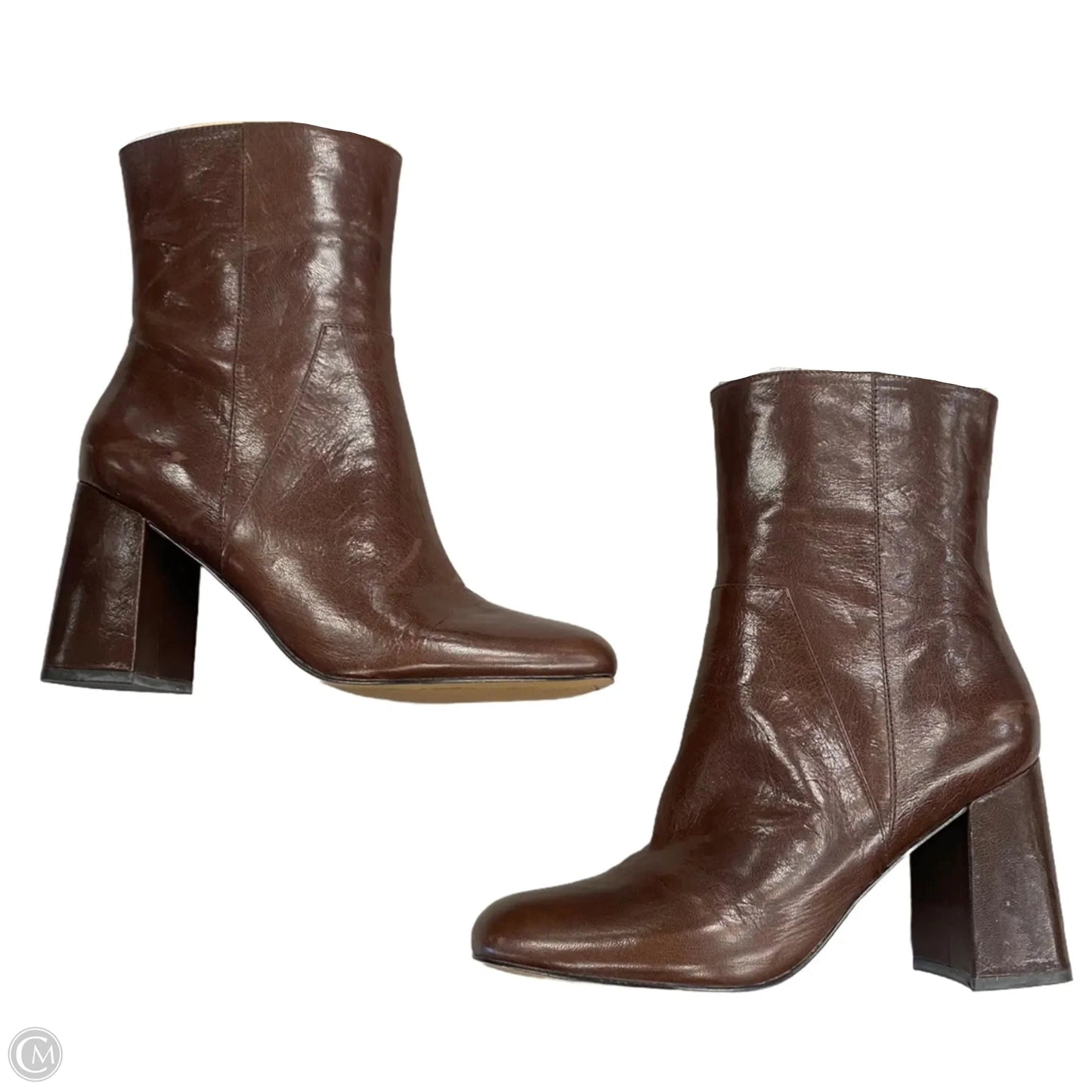 Boots Ankle Heels By Nine West In Brown, Size: 10.5