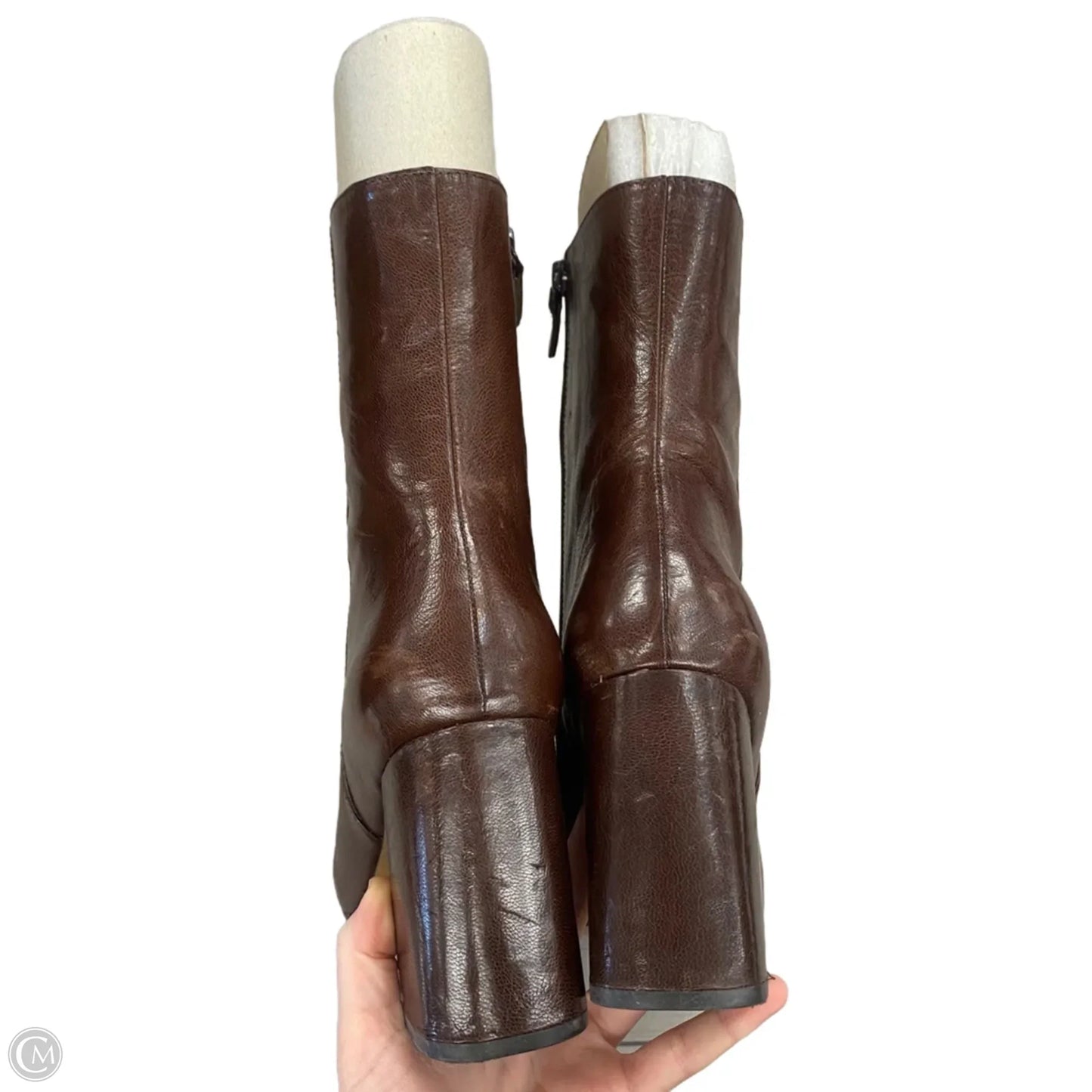 Boots Ankle Heels By Nine West In Brown, Size: 10.5