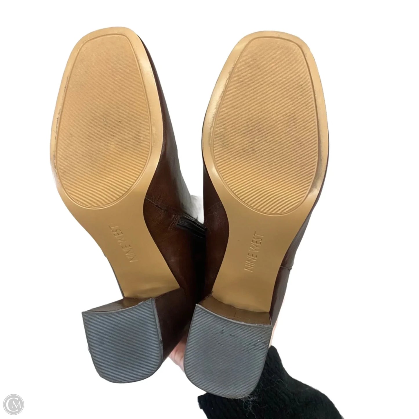 Boots Ankle Heels By Nine West In Brown, Size: 10.5