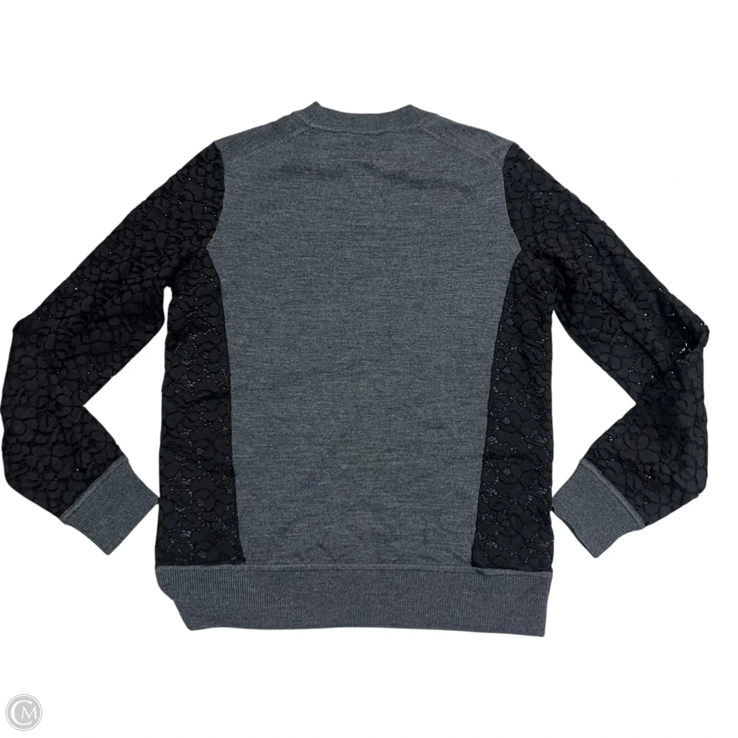 Top Long Sleeve Designer By Tory Burch In Black & Grey, Size: S