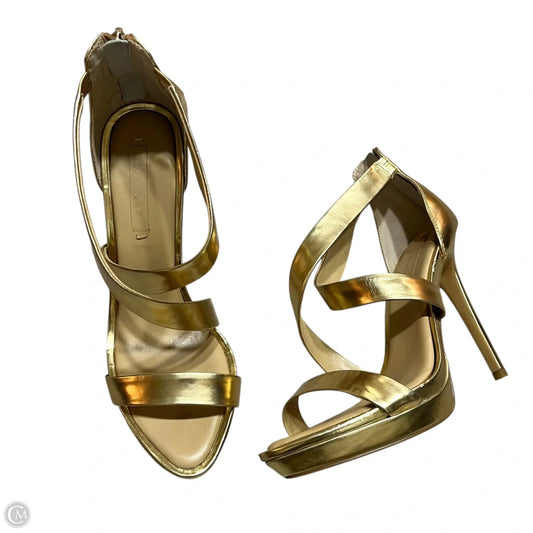 Sandals Heels Stiletto By Bcbgmaxazria In Gold, Size: 10