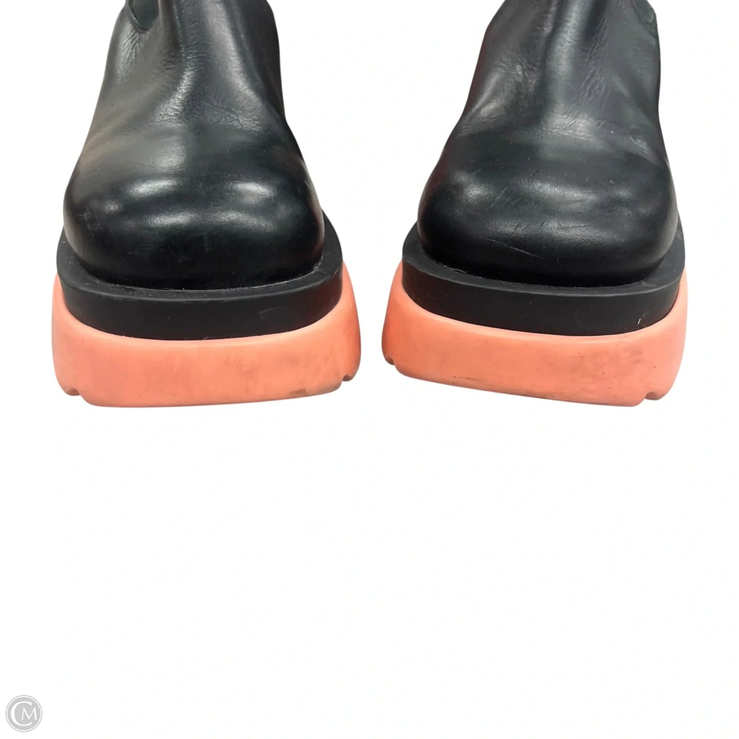 Boots Luxury Designer By Bottega Veneta In Black & Pink, Size: 8.5