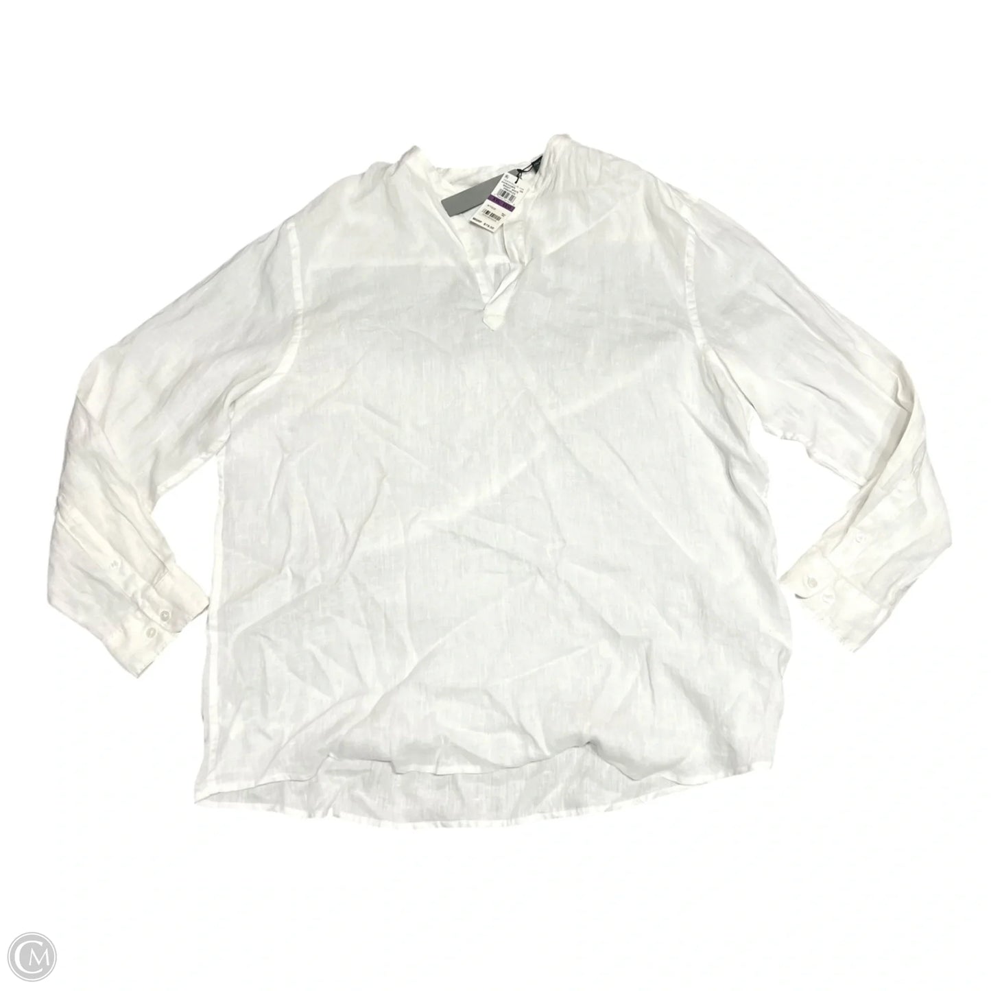Top Long Sleeve Basic By Perry Ellis In White, Size: Xxl