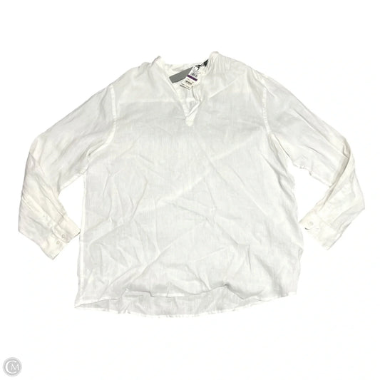Top Long Sleeve Basic By Perry Ellis In White, Size: Xxl