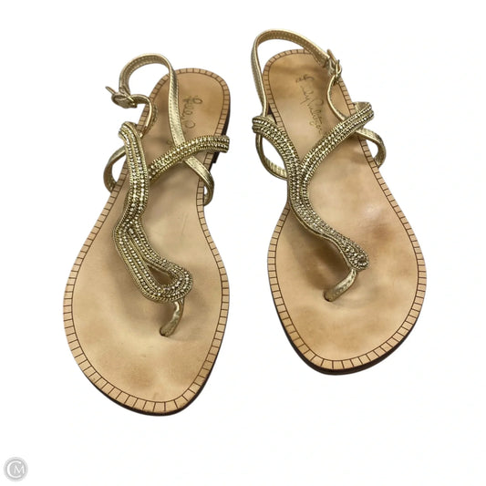 Sandals Designer By Lilly Pulitzer In Gold, Size: 7