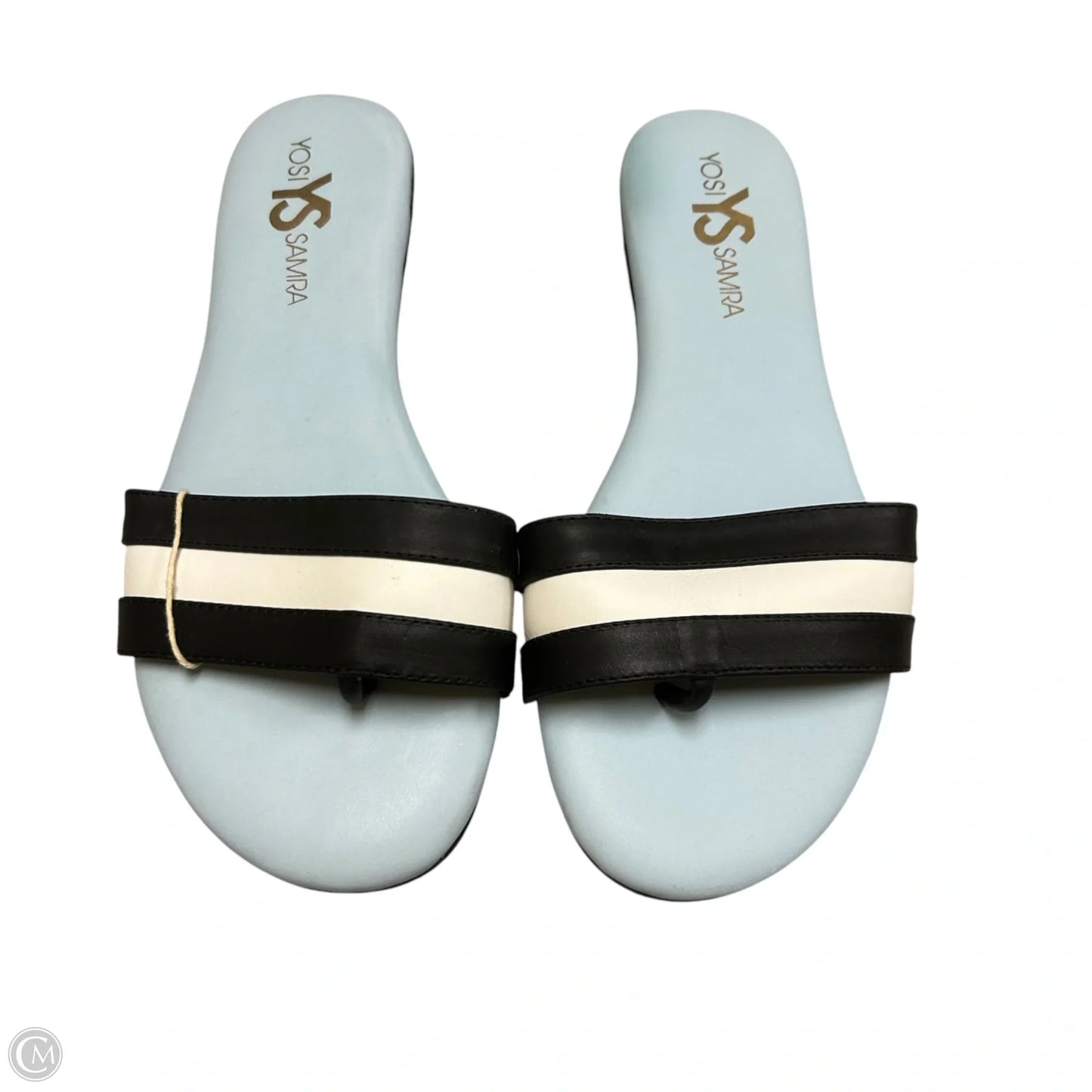 Sandals Flip Flops By Yosi Samra In Black & White, Size: 7