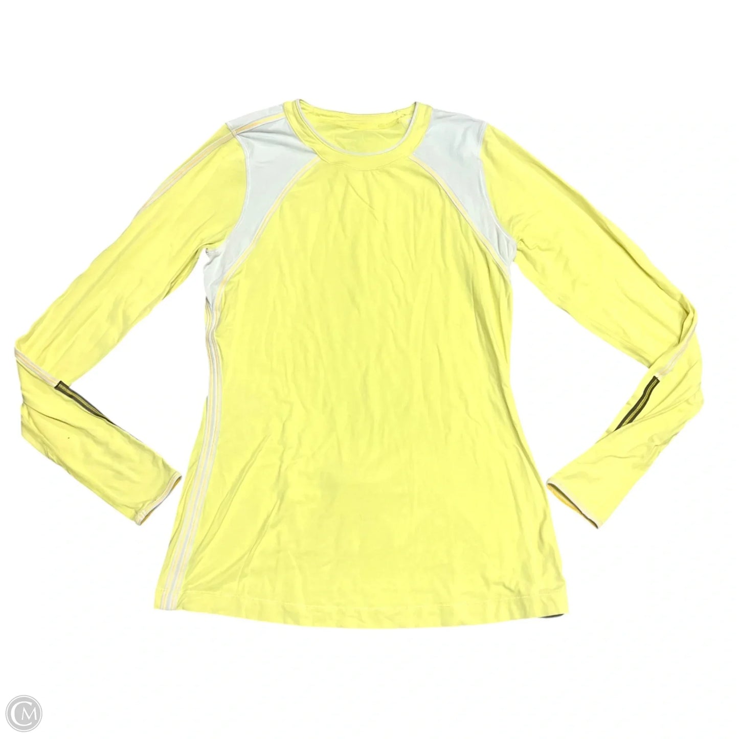 Athletic Top Long Sleeve Crewneck By Lululemon In White & Yellow, Size: M