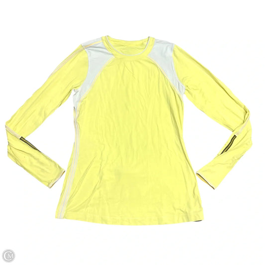 Athletic Top Long Sleeve Crewneck By Lululemon In White & Yellow, Size: M