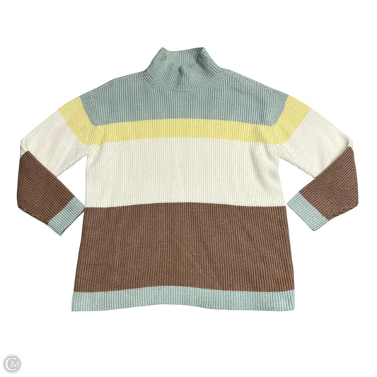 Sweater By Ann Taylor In Green & Yellow, Size: L