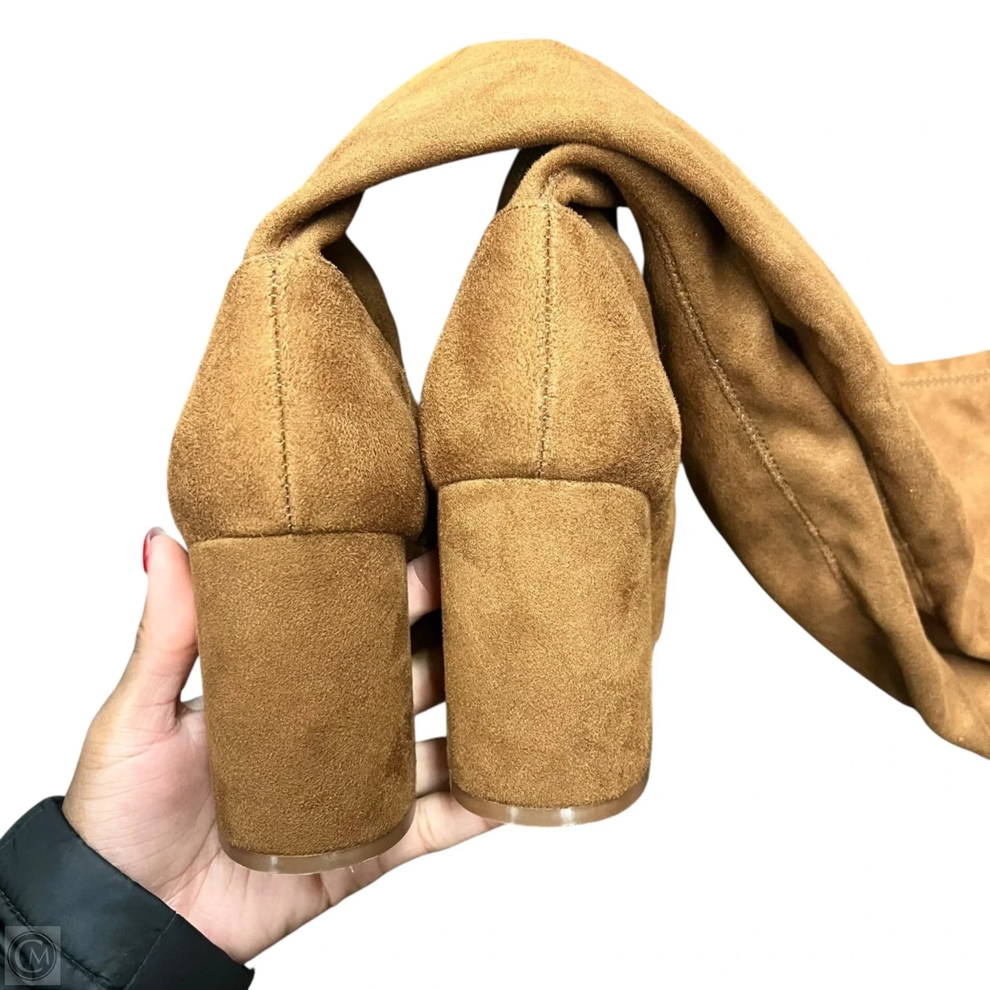 Boots Knee Heels In Brown, Size: 8