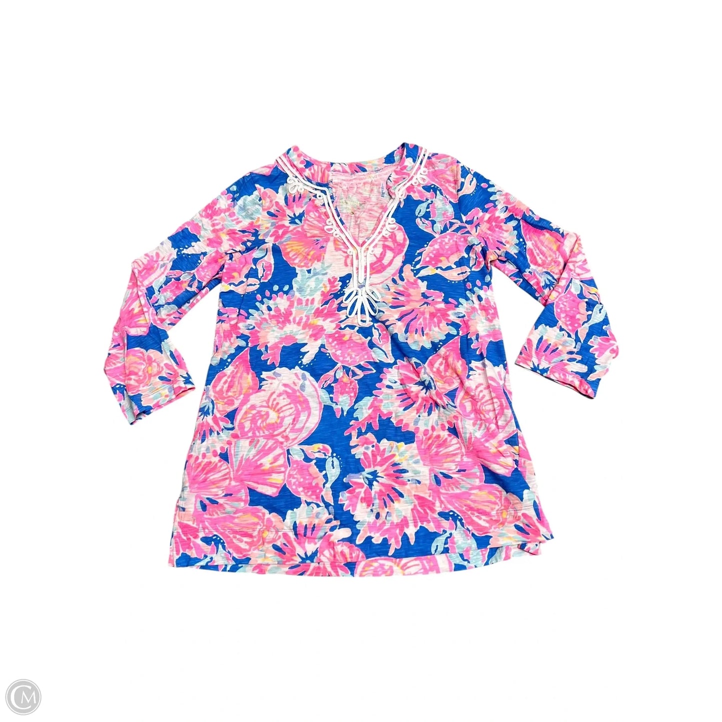 Top Long Sleeve Designer By Lilly Pulitzer In Blue & Pink, Size: M