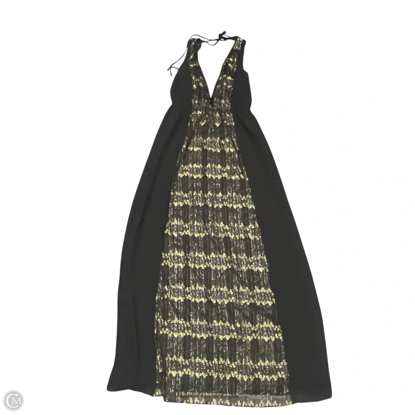 Dress Casual Maxi By Bcbgeneration In Black & Gold, Size: S