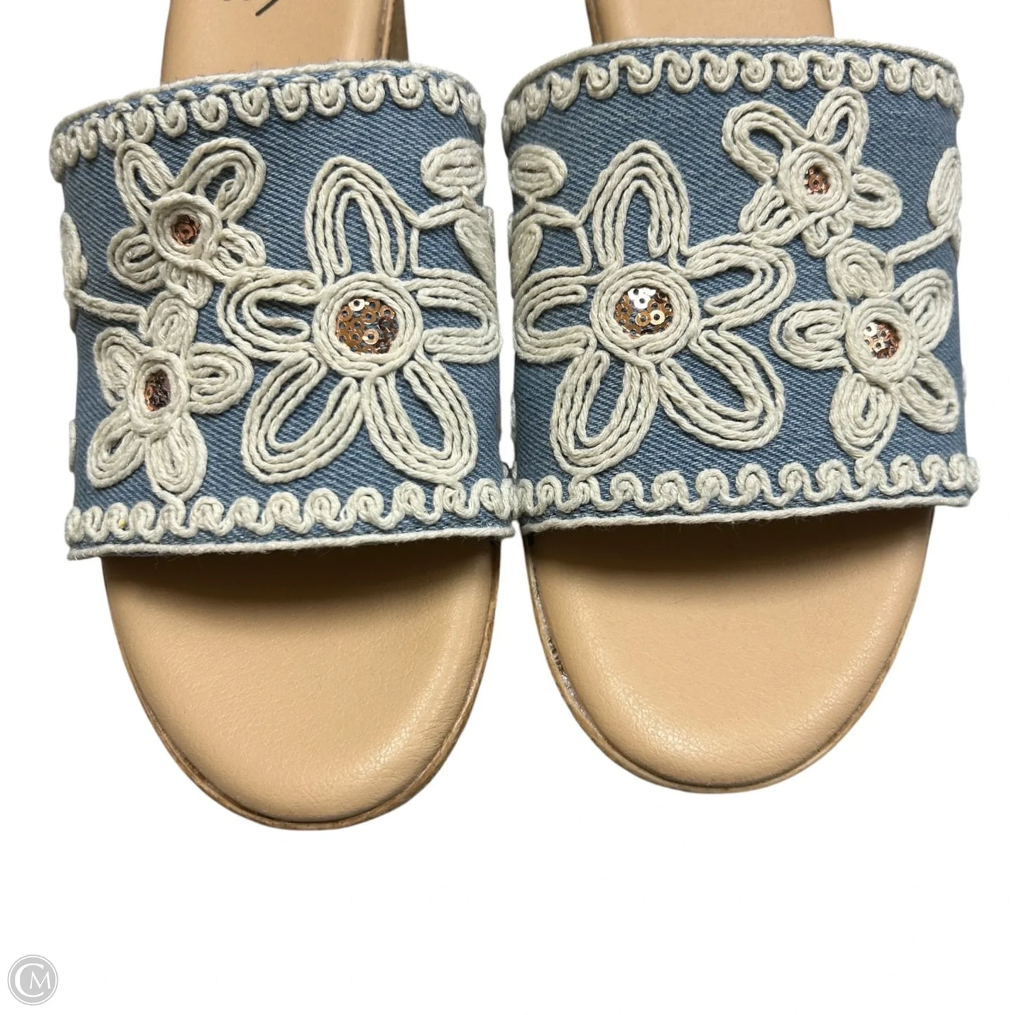 Shoes Heels Wedge By Cliffs By White Mountain In Blue & Cream, Size: 7.5