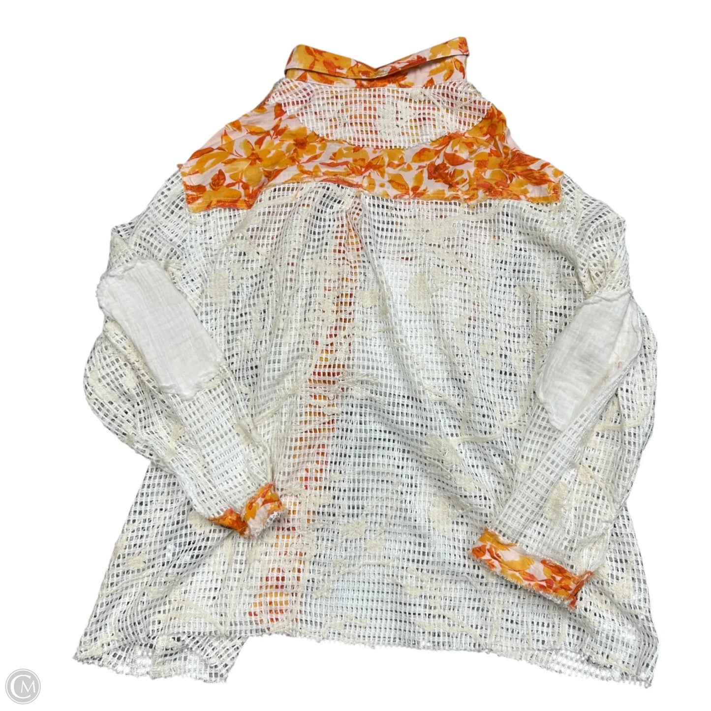 Top Long Sleeve By Pol In Orange & White, Size: L