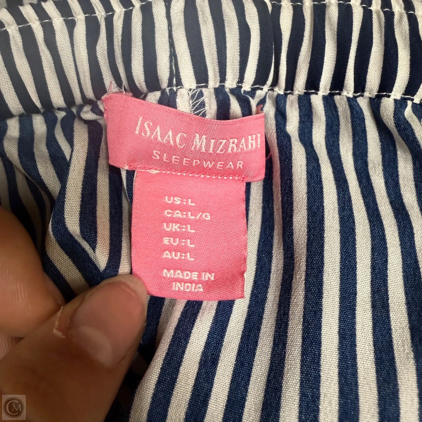 Pajama Pants By Isaac Mizrahi In Blue & White, Size: L