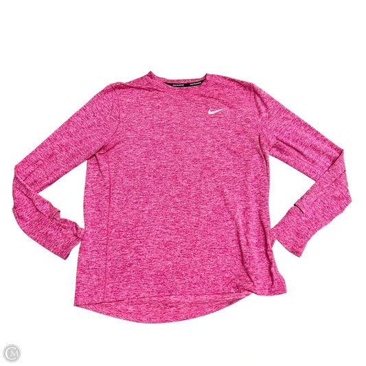 Athletic Top Long Sleeve Collar By Nike In Pink, Size: M