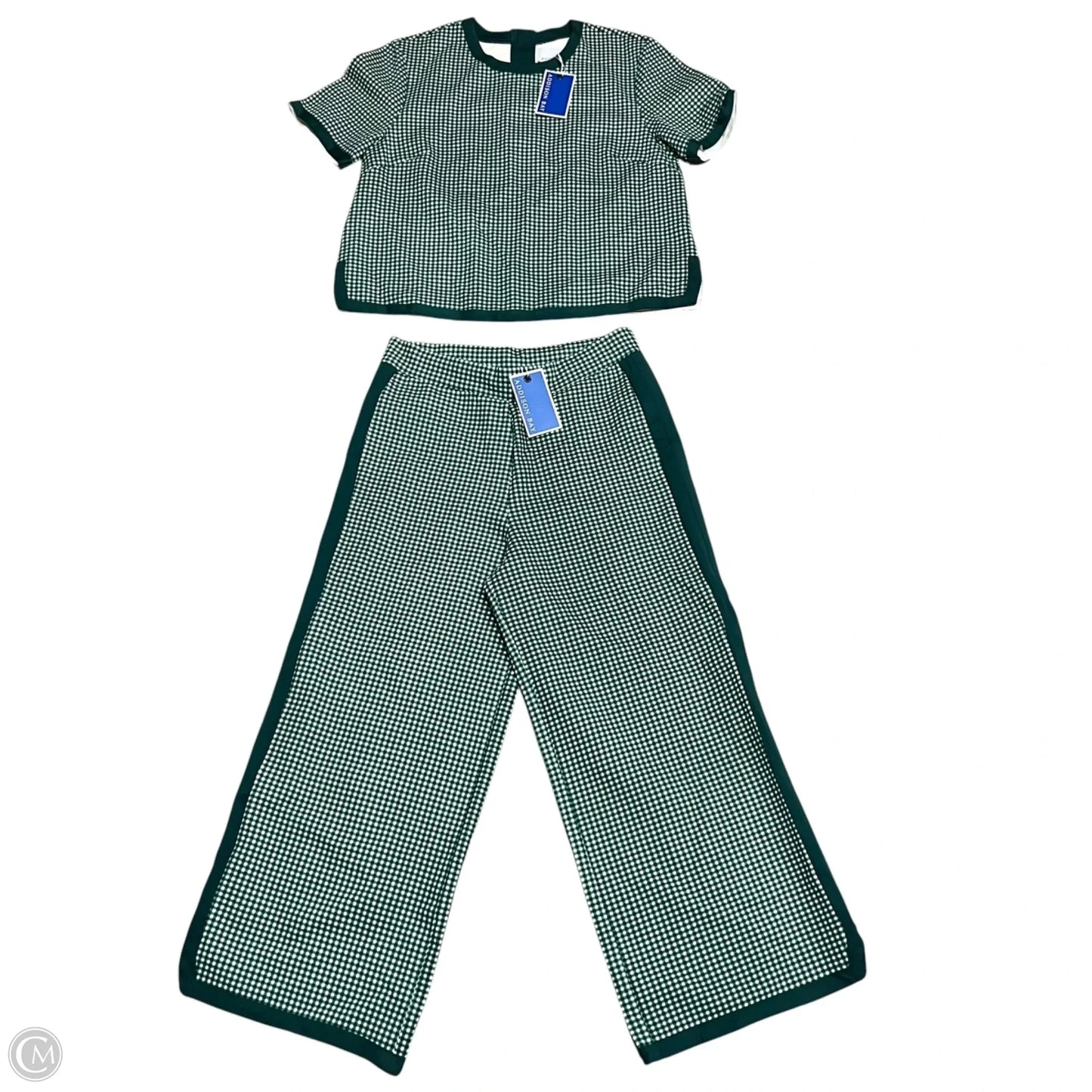 Pants Set 2pc By Addison Bay In Green & White, Size: M