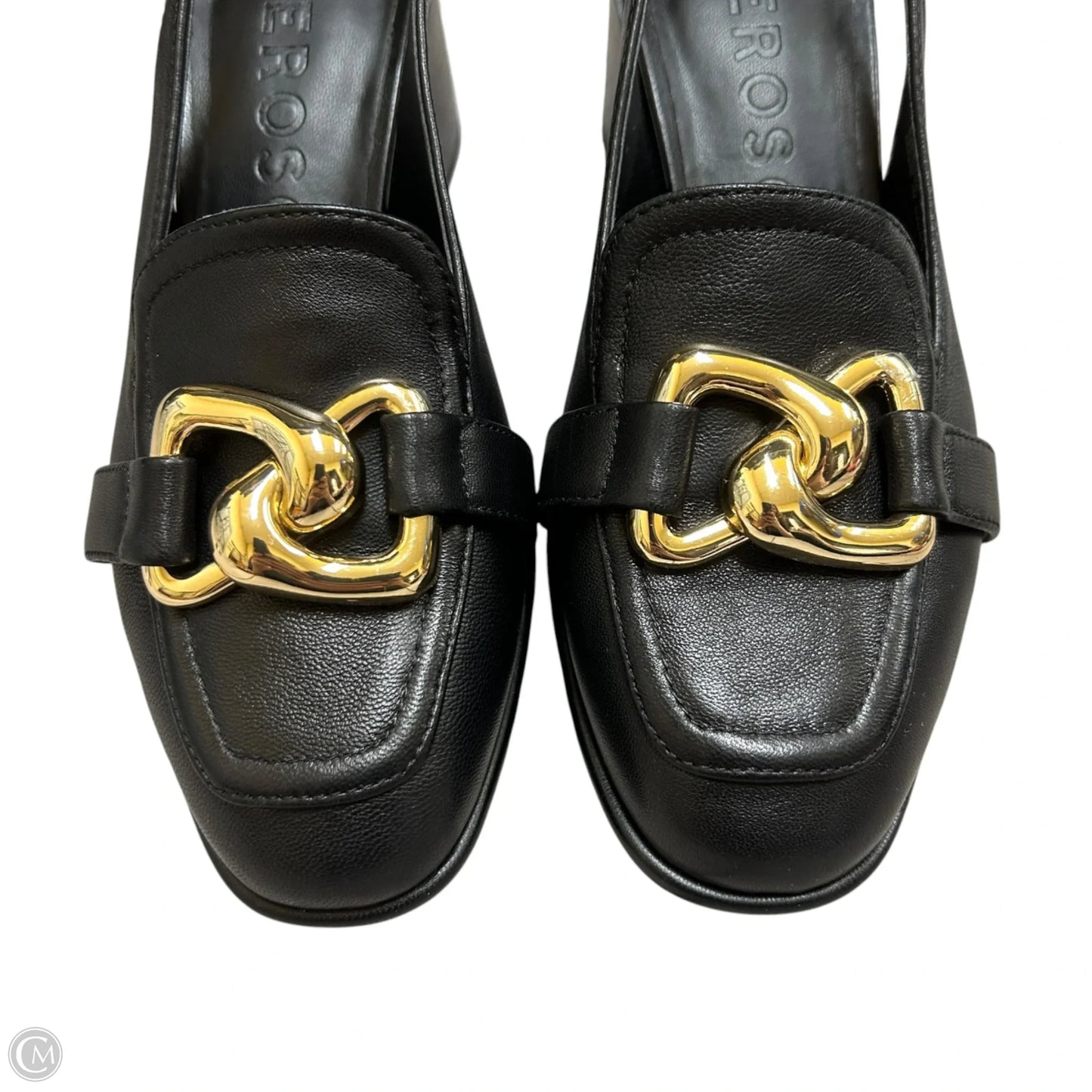 Shoes Heels Block By Aerosoles In Black & Gold, Size: 5.5