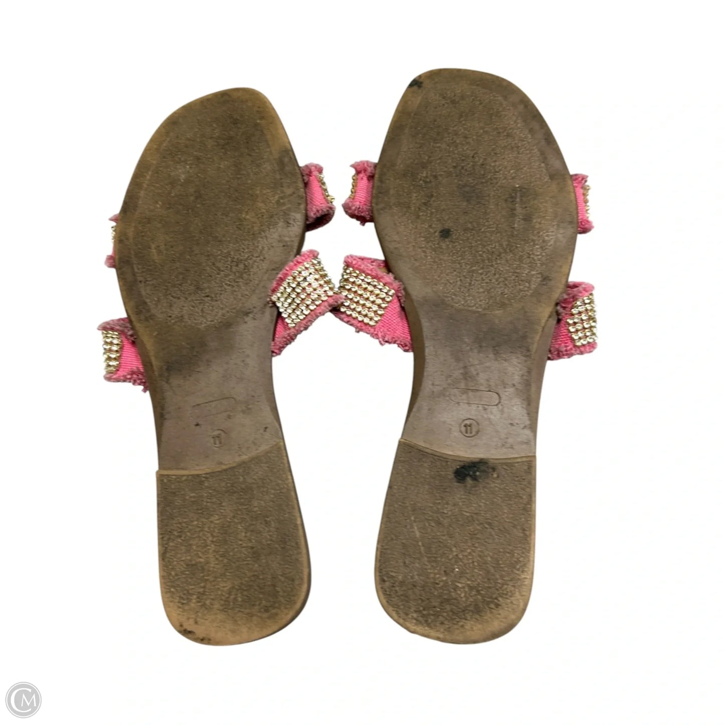 Sandals Flats In Brown & Pink, Size: 11