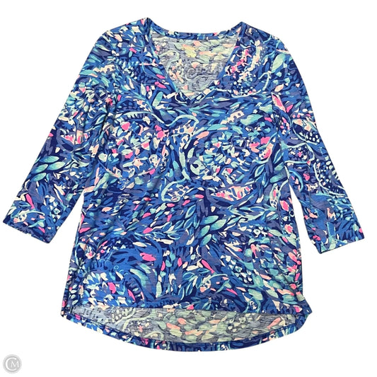 Top Long Sleeve Designer By Lilly Pulitzer In Blue & Pink, Size: S