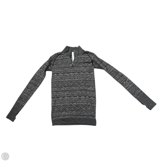 Athletic Top Long Sleeve Collar By Lululemon In Black & Grey, Size: S