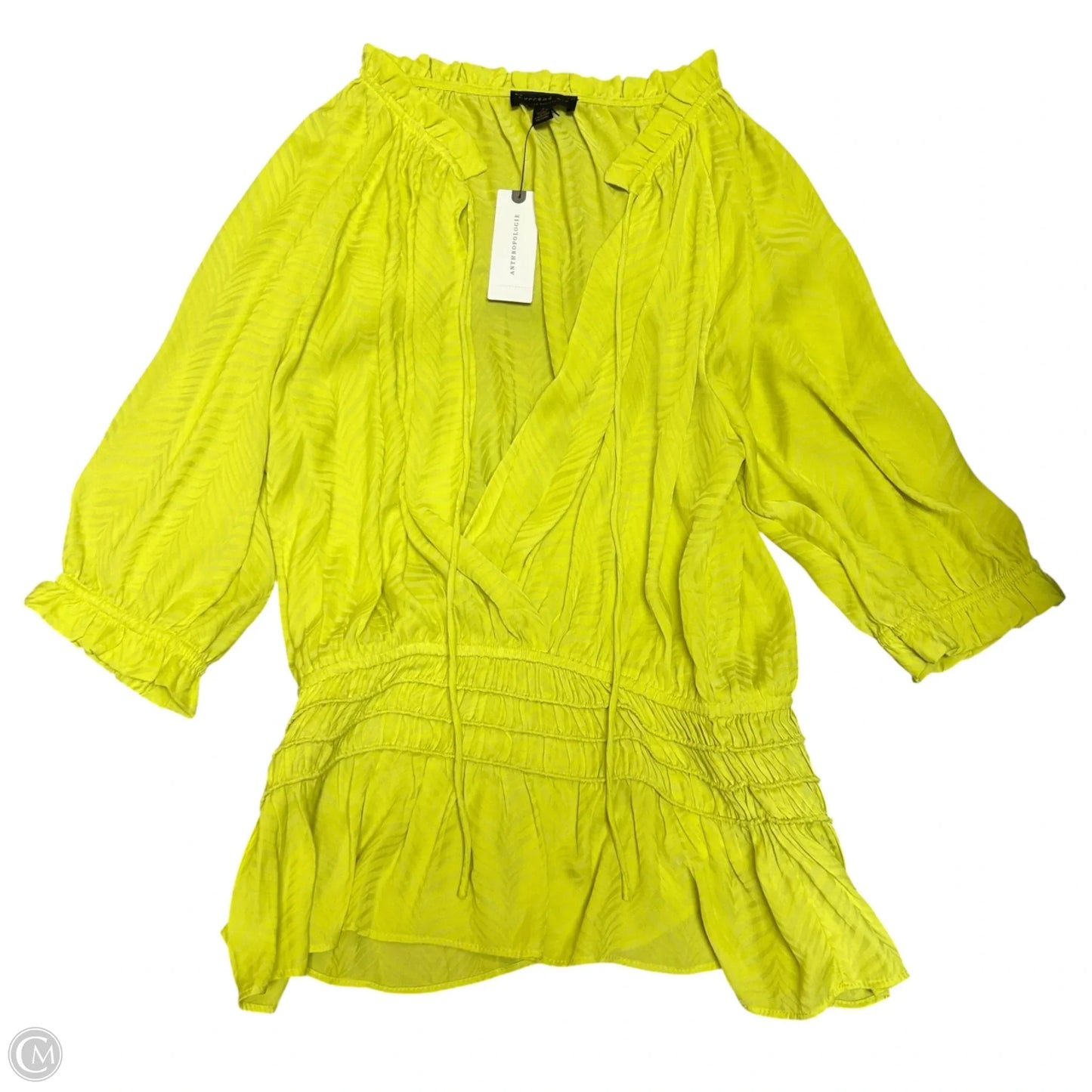 Top Short Sleeve By Current Air In Yellow, Size: S