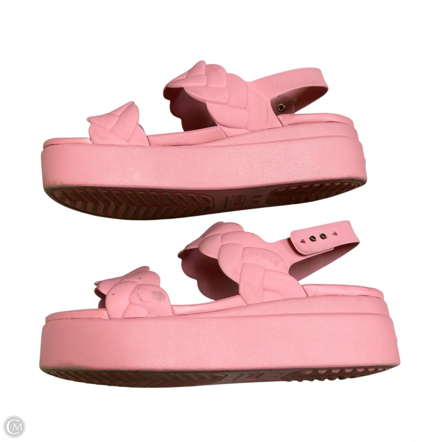 Sandals Flats By Crocs In Pink, Size: 8