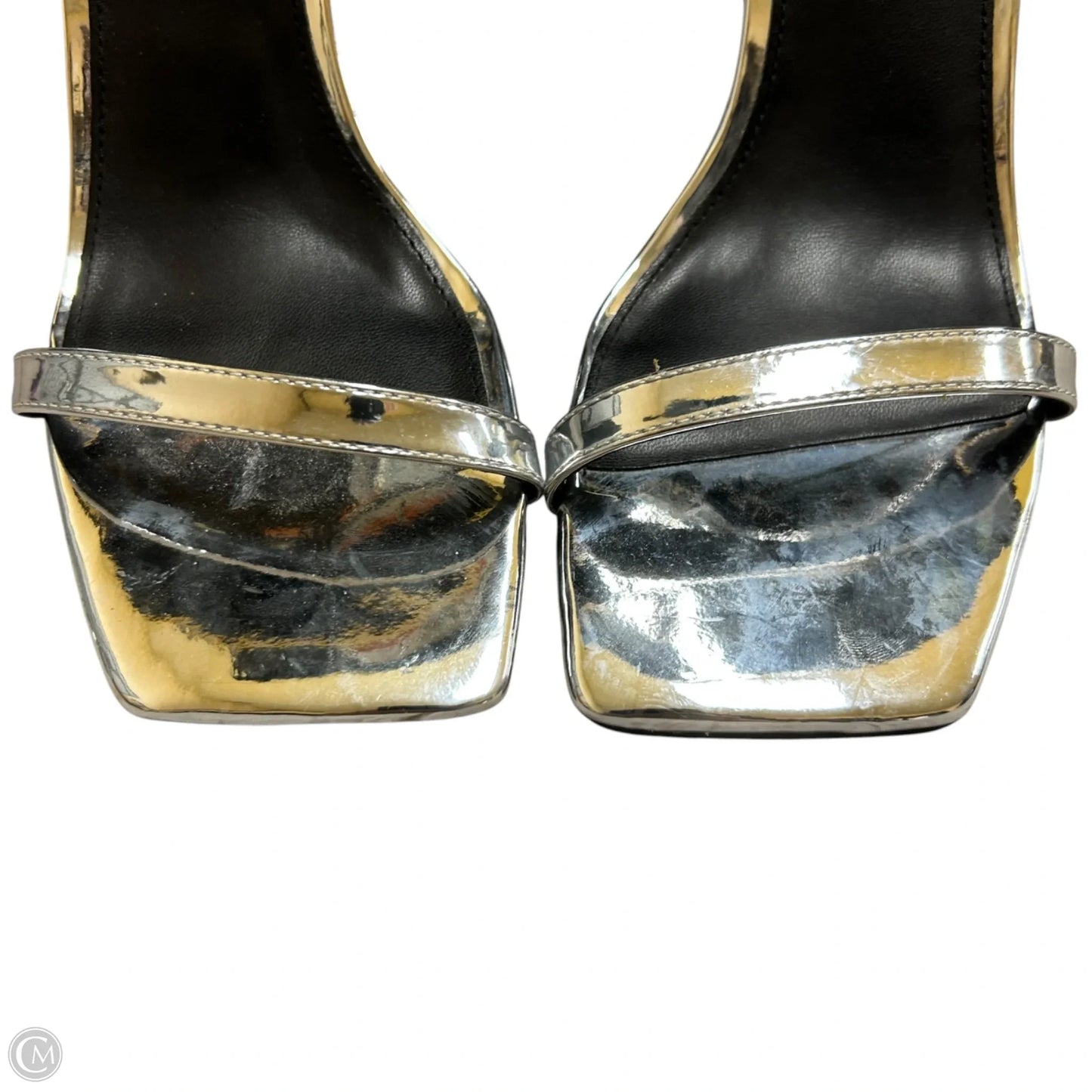Sandals Heels Stiletto By Steve Madden In Silver, Size: 9.5
