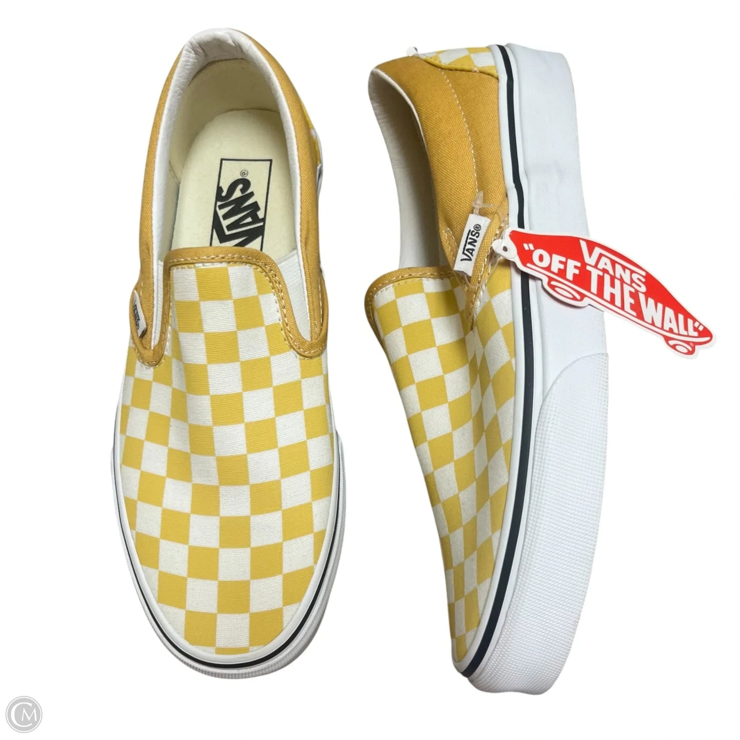 Shoes Flats By Vans In White & Yellow, Size: 8