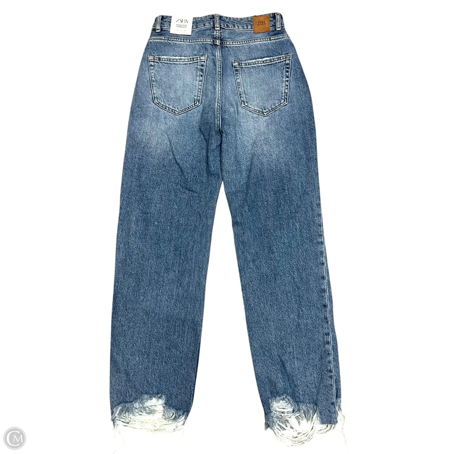 Jeans Straight By Zara In Blue Denim, Size: 0