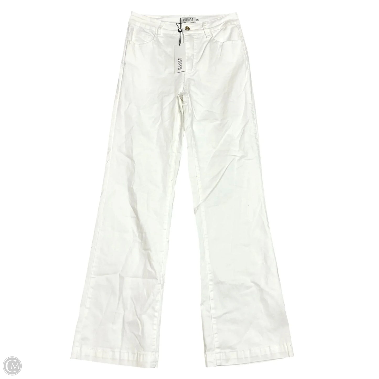 Jeans Straight By Molly Bracken In White Denim, Size: 8