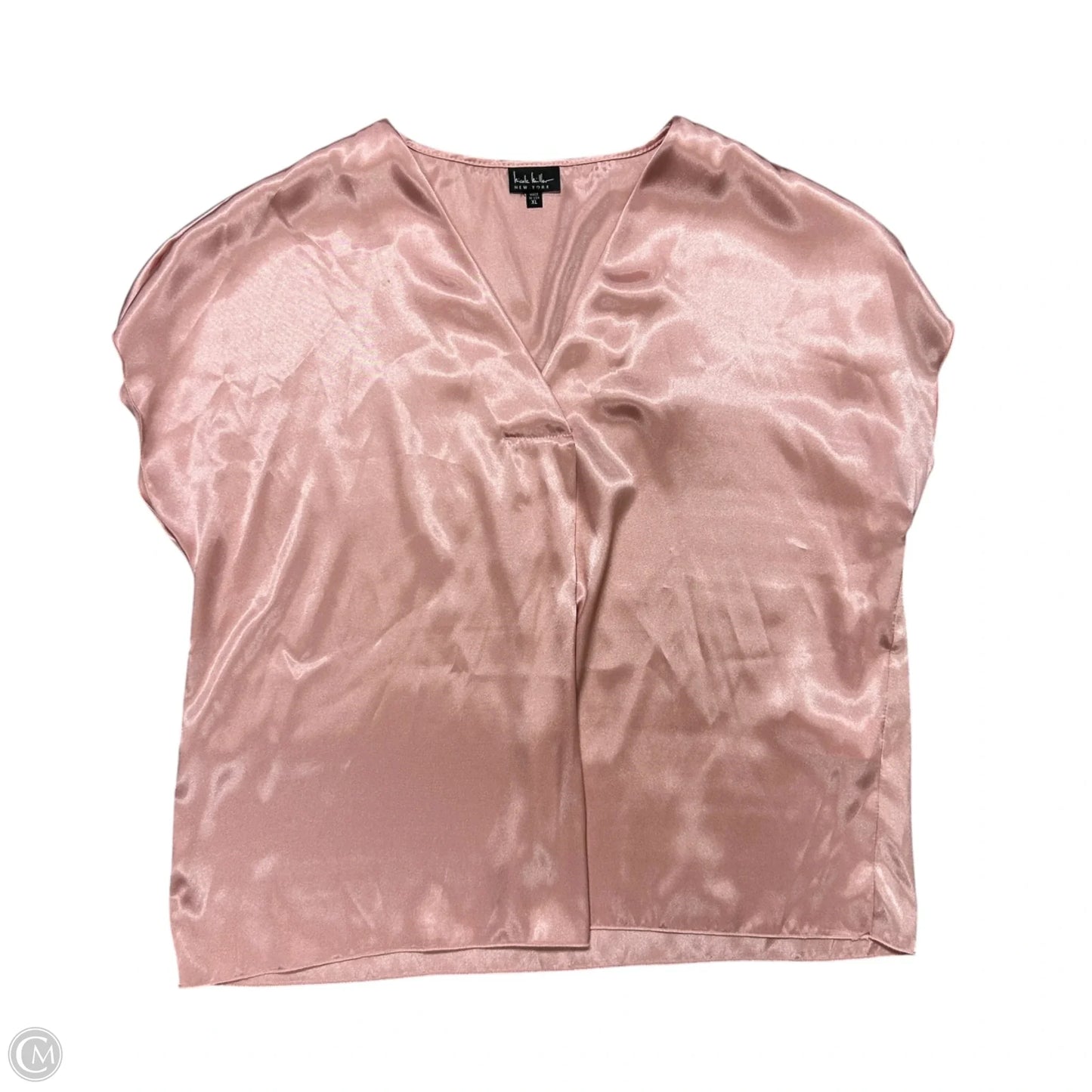 Top Short Sleeve By Nicole Miller In Pink, Size: Xl