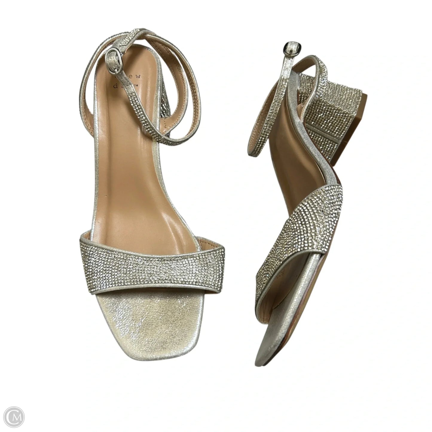 Sandals Heels Kitten By A New Day In Silver, Size: 9