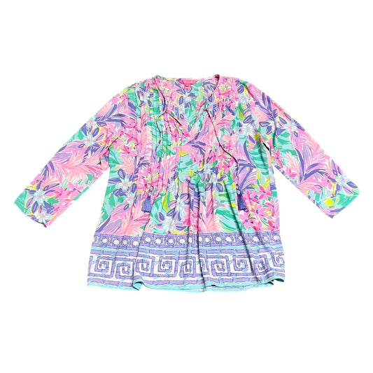 Top Long Sleeve Designer By Lilly Pulitzer In Pink & Purple, Size: M