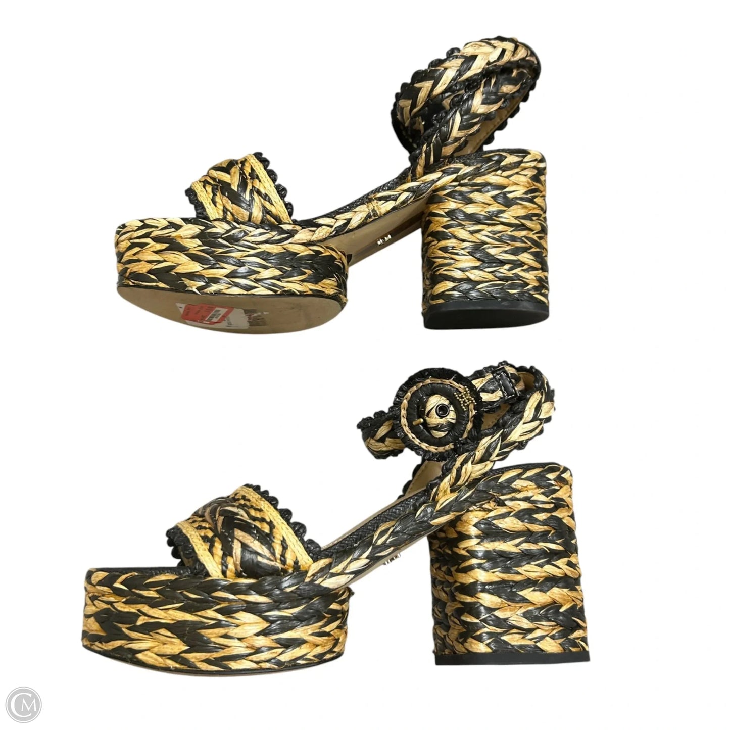 Sandals Heels Block By Sam Edelman In Black & Tan, Size: 7.5