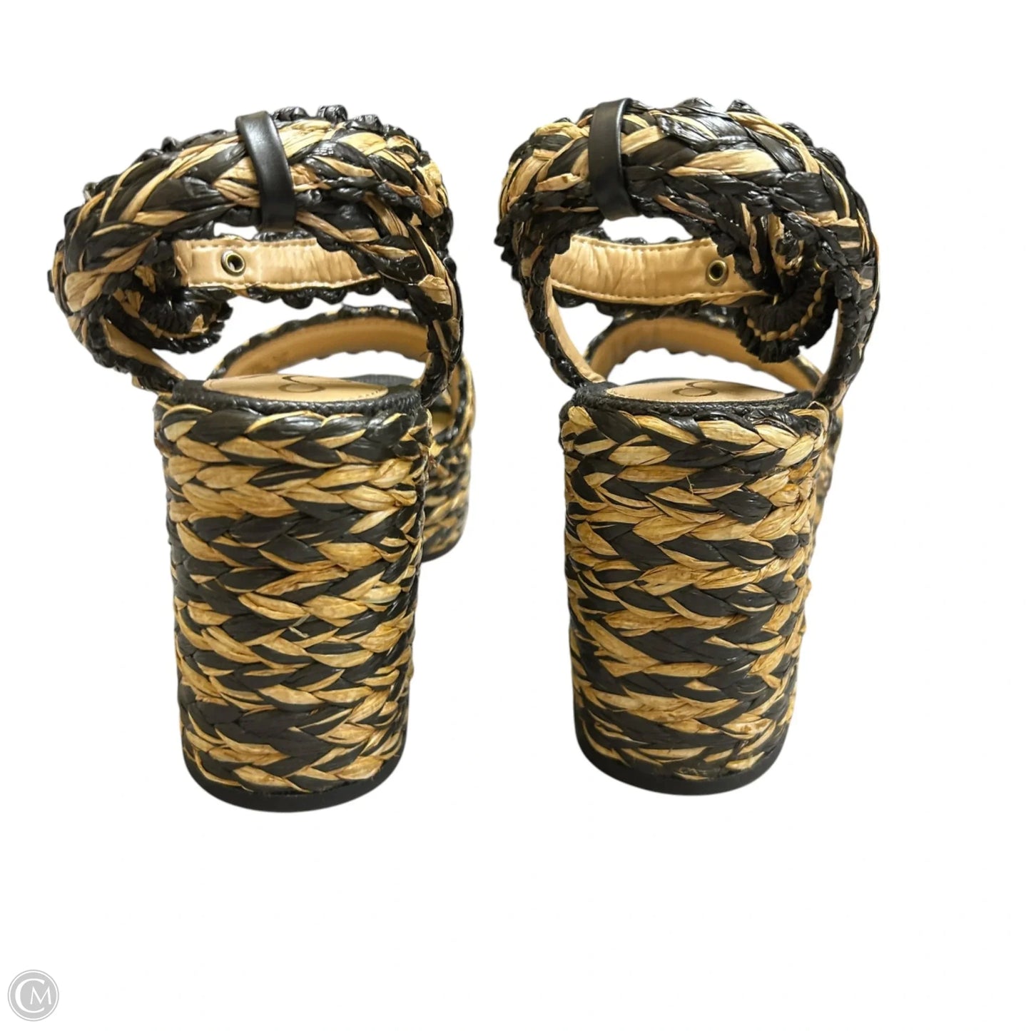 Sandals Heels Block By Sam Edelman In Black & Tan, Size: 7.5